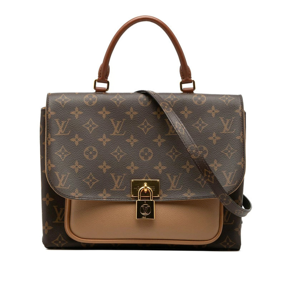 Louis Vuitton Monogram Marignan 2way Shoulder Bag Sesame Brown Leather